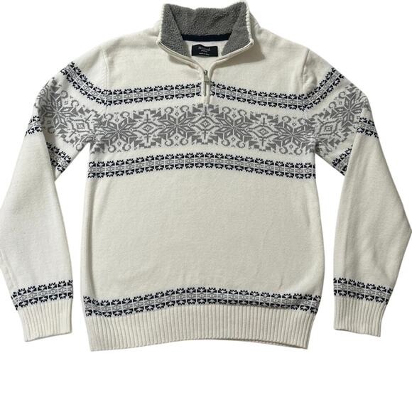 Method Mens Sweater size Medium.  White with grey design and thick gray collar. - Picture 1 of 5